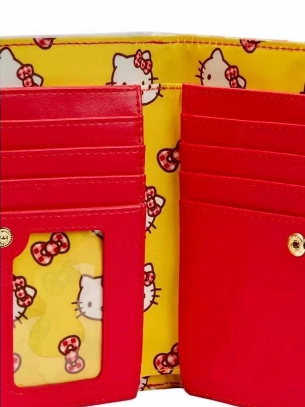 Loungefly Hello Kitty White Faux Fur Wallet with Red Gingham Bow Accent❤️❤️❤️❤️